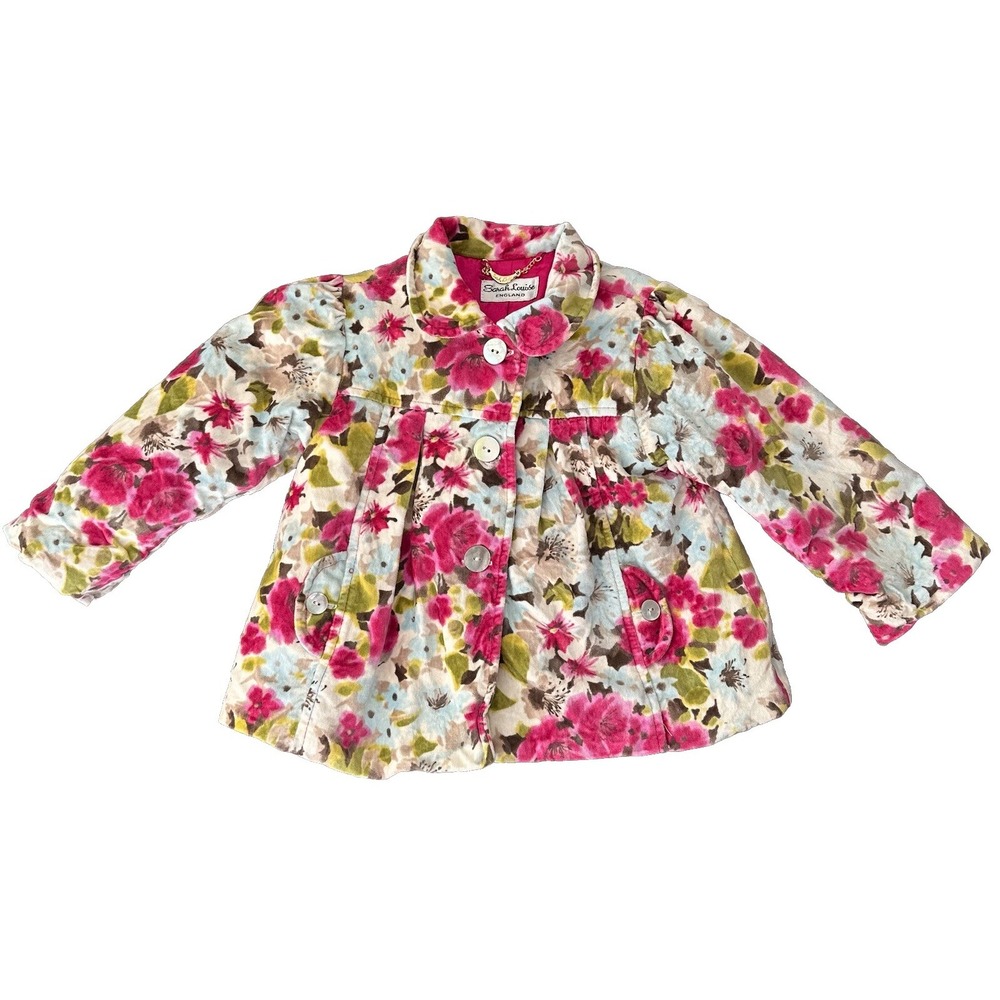 Sarah Louise Coat Size 2T 2 T Floral Velvet Pea Jacket Toddler Girls Formal Pink